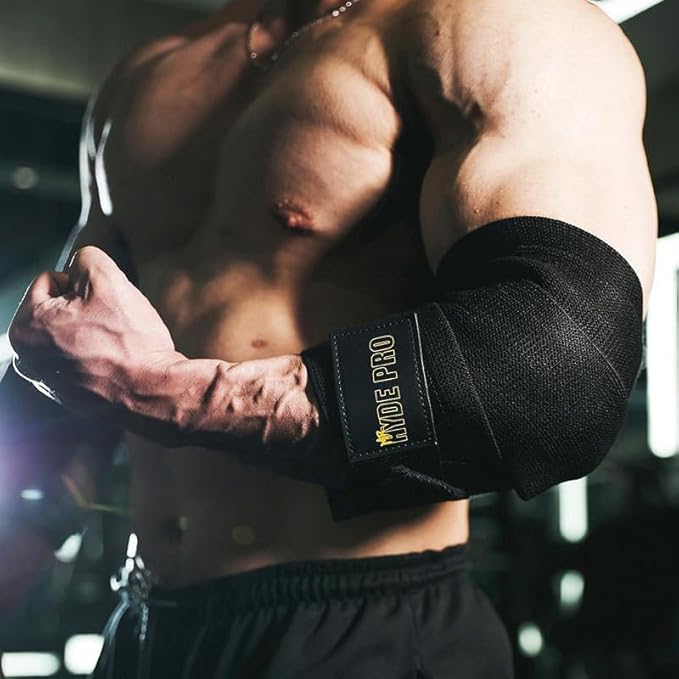 Elbow Wraps 47" for Weightlifting (1 Pair) - Elastic Sleeve Elbow Support for Bench Press, Cross Training, Compression Powerlifting, Fitness, Gym Workout - Elbow Straps for Men & Women Weight Lifting
