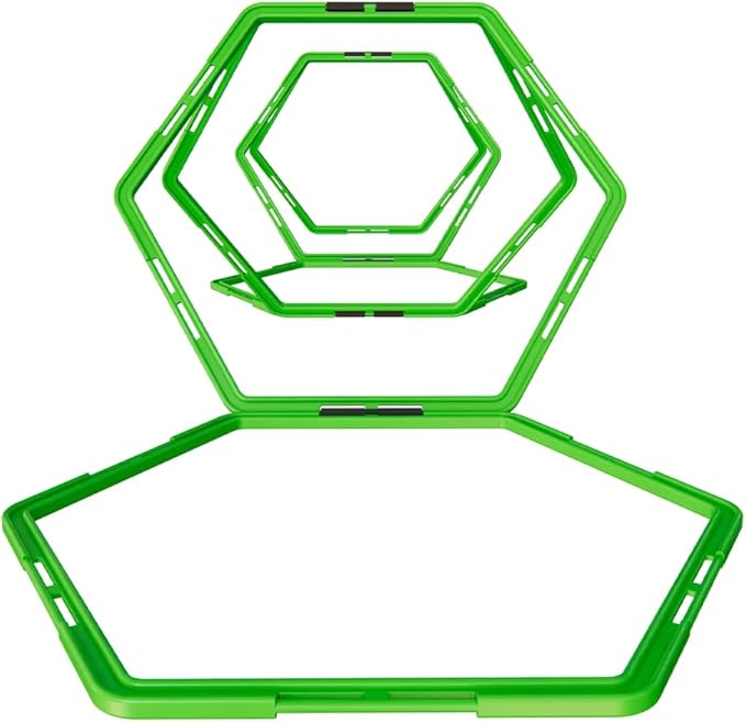 Power Systems Hex Agility Rings, Ladder, Hurdle Set All in One - Use Indoors or Outdoors for Speed & Skill Training