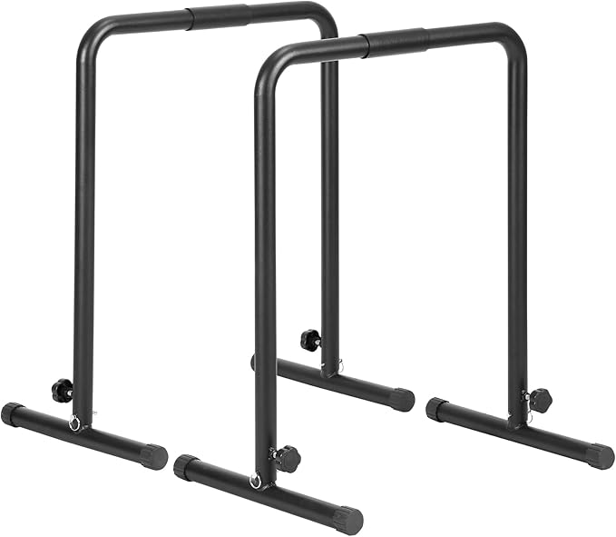 Happybuy Dip Bars, 440 lbs Capacity, Heavy-Duty Adjustable Height Dip Stand for Fitness Workouts, Stabilizer Parallette Push-Up Stand, Parallel Bars for Strength Training at Home Gym