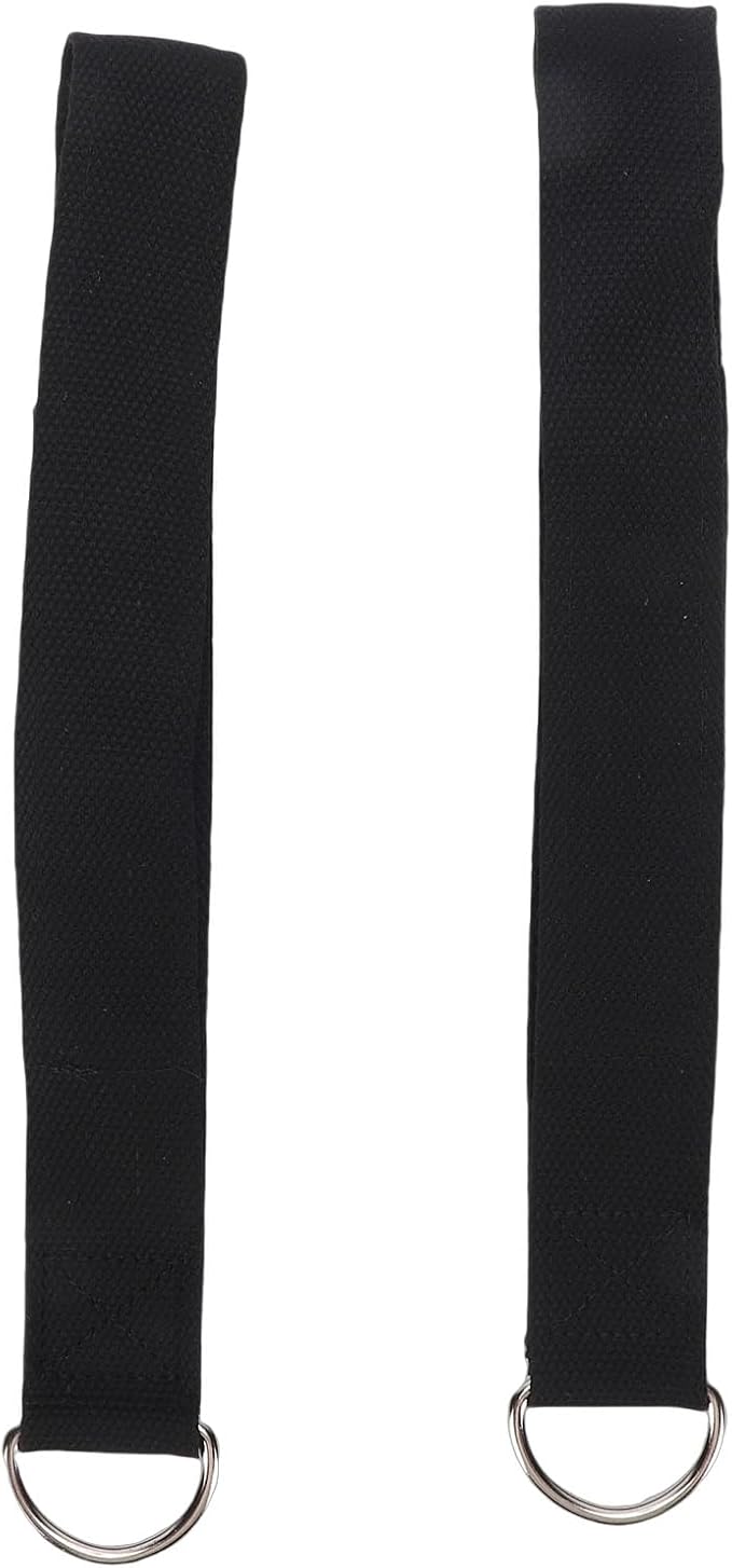 SUNGOOYUE Pilates Straps, Double Loop Exercise Wrist Band with D Buckle for Home Gym Fitness Workouts, Soft Black Cotton Neoprene, 2PCS for Strength and Flexibility Training