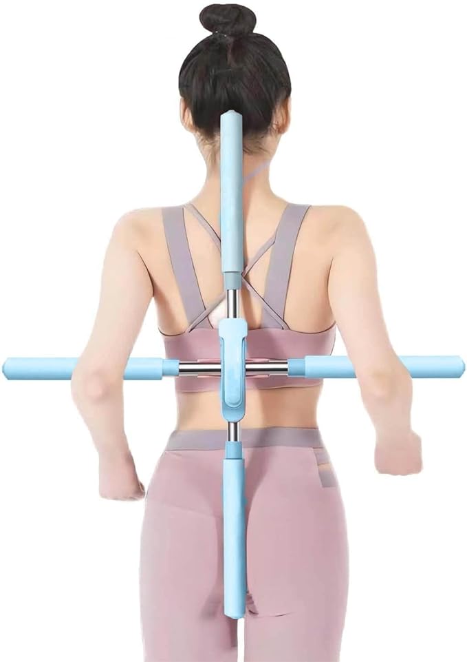 Yoga Sports Training Sticks Stretching Tool for Adults and Kids Back Straightener Posture Corrector Retractable Back Support Hump Posture Orthotics (Color : Blue, Size : 54-86cm)