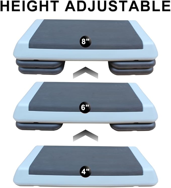 Adjustable Aerobic Step Platform with 4 Risers – Non-Slip Fitness Trainer for Home Workouts, Cardio & Strength Training