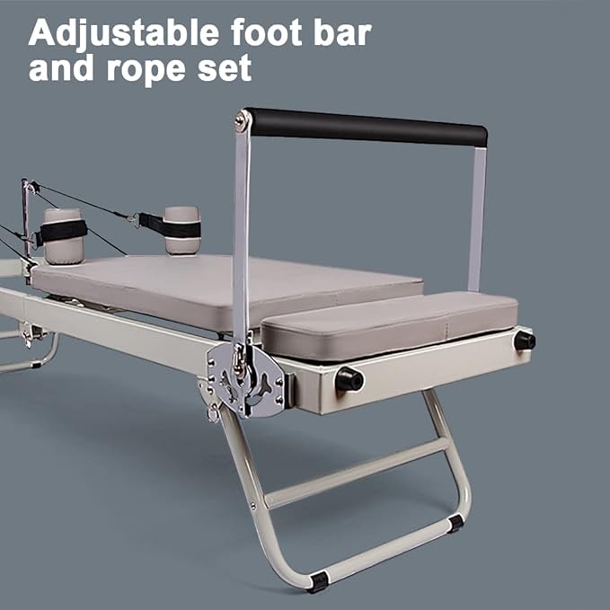 ARKANTOS Foldable Pilates Reformer, Pilates Machine & Equipment for Home Use and Gym Workout, Suitable for Beginners and Intermediate Users (Grey)