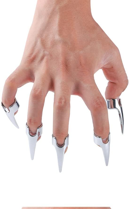 NUHUi 5Pcs Nail Covers Scratching Fondling Massage Grating Back Tickler Tools Women Men Tickle Touching Cosplay Stainless Steel Smooth Pets Nails Hair Parting Ring