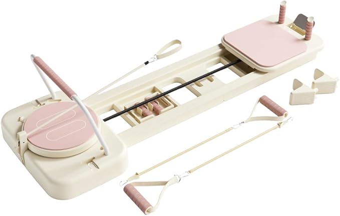 Pilates Board, Foldable Pilates Reformer Set for Home Workout with Timer, Multifunctional Portable Reformer Pilates Machine at Home Pilates Equipment