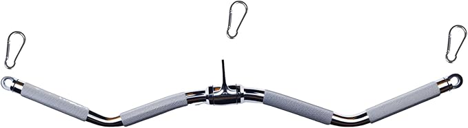 qibylift Barbell Multi-Exerciser Cable Attachment For Cable Machines, Lat Pull Down Bar Cable Machine Attachments, Tricep Press Down Bar, Revolving Straight Curl Pulldown Bar with Rotating & Rubber Handle Grips