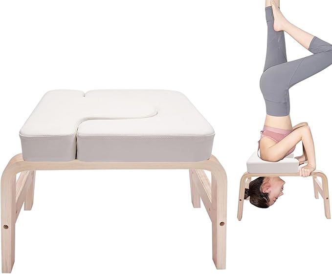 Headstand Bench ,Yoga Headstand Bench for Beginners , Feet Up Trainer Headstand Stool,Inversion Bench,Yoga Chair with Comfort Cushion ,Safe Shoulder Stand & Handstand Tool ,440lb Capacity