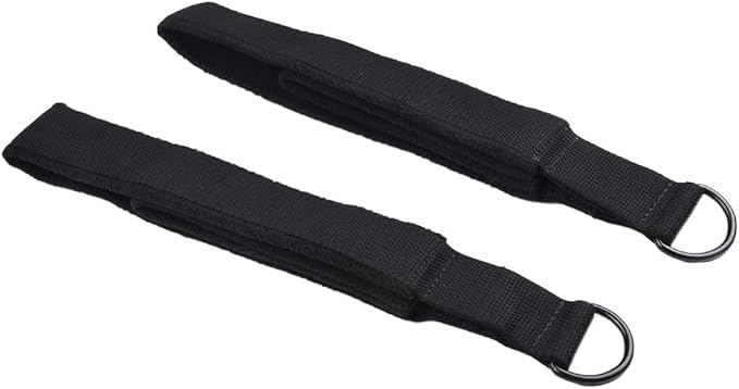 Pilates Double Loop Straps with D-Rings, Soft Polar Fleece Foot Straps for Reformer Workout, Home Gym Fitness Equipment for Flexibility and Strength Training, 2-Pack