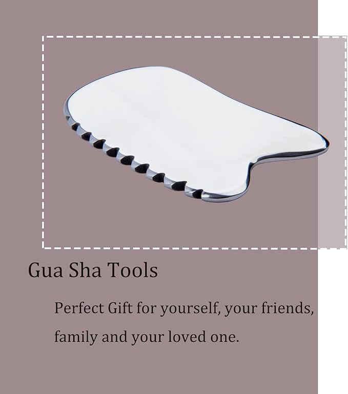 wuyaoyao Stainless Steel Gua Sha Facial Tool 4-Edge Gua Sha Scraping Massage Tool Gua Sha Tools for Anti Cellulite, Face Lifting, Lymphatic Drainage, Soft Tissue(F)