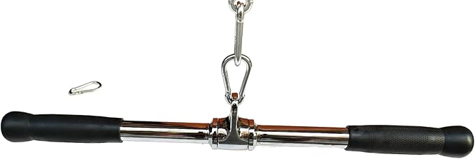qibylift Barbell Multi-Exerciser Cable Attachment For Cable Machines, Lat Pull Down Bar Cable Machine Attachments, Tricep Press Down Bar, Revolving Straight Curl Pulldown Bar with Rotating & Rubber Handle Grips