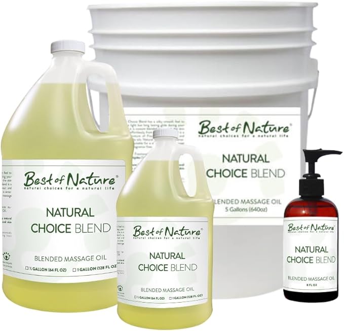 Best of Nature Natural Choice Blend Massage Oil – Professional-Grade, Lightweight & Non-Greasy Moisturizing Oil for Massage Therapy, Spa & Home Use, Gallon (128 fl oz)