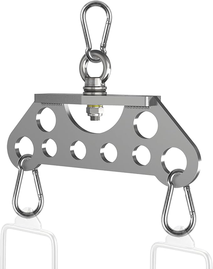 J Bryant Stainless Steel Double to Single Pulley Adaptor Plate for Cable Machine – Fitness Dual Pulley Connector with 3 Carabiners for LAT Pulldown, Triceps Pushdown, and T Bar Row Accessories