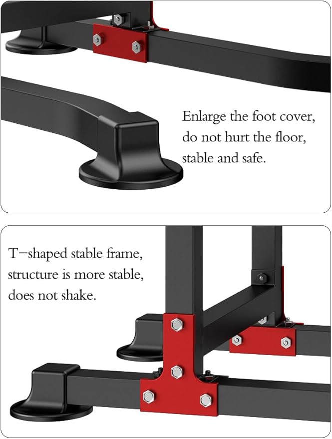 Power Tower Dip Station Pull Up Bar - Multi-Purpose Home Gym Equipment with Adjustable Height and Non-Slip Foot Pads - 150kgs Capacity