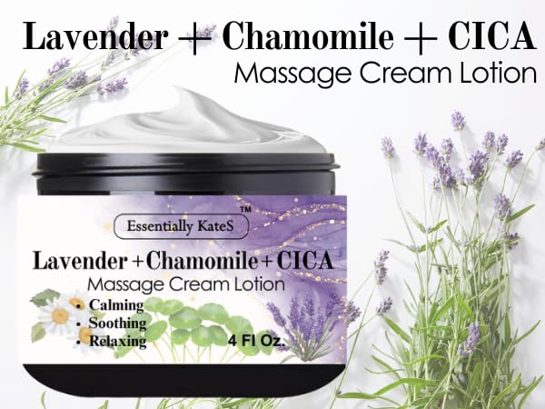 Essentially KateS Lavender + Chamomile + CICA Cream Lotion 4 Fl Oz - Calming, Soothing, Relaxing, Hydrating.