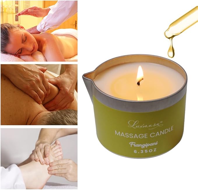 Massage Candle for Body Treatment-Jojoba Oil Infused Nourishing Lotion Candle Gift 6.35OZ (Frangipani Scent)