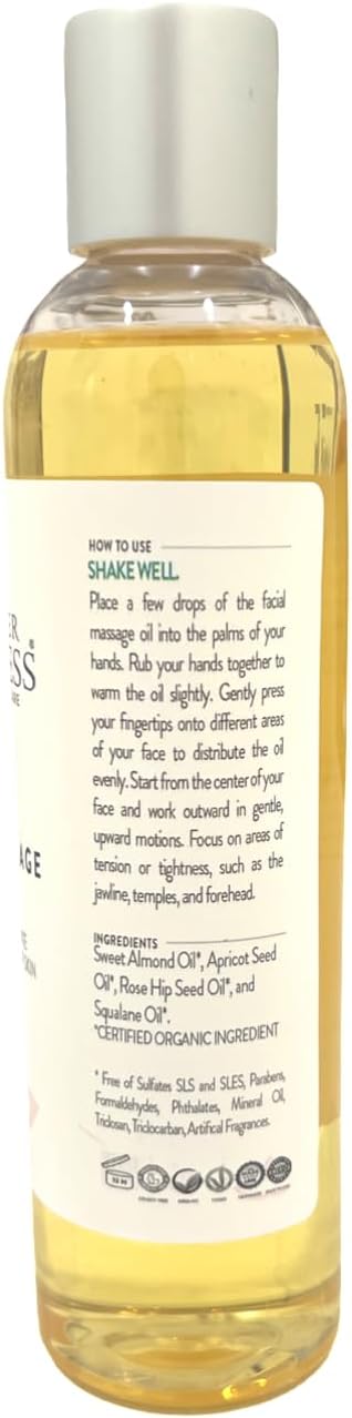 Glimmer Goddess Organic Facial Massage Oil for Organic Skincare Enthusiasts - Vegan, Body Lubricant, Unscented, Liquid, Nourishing Body Lubricant