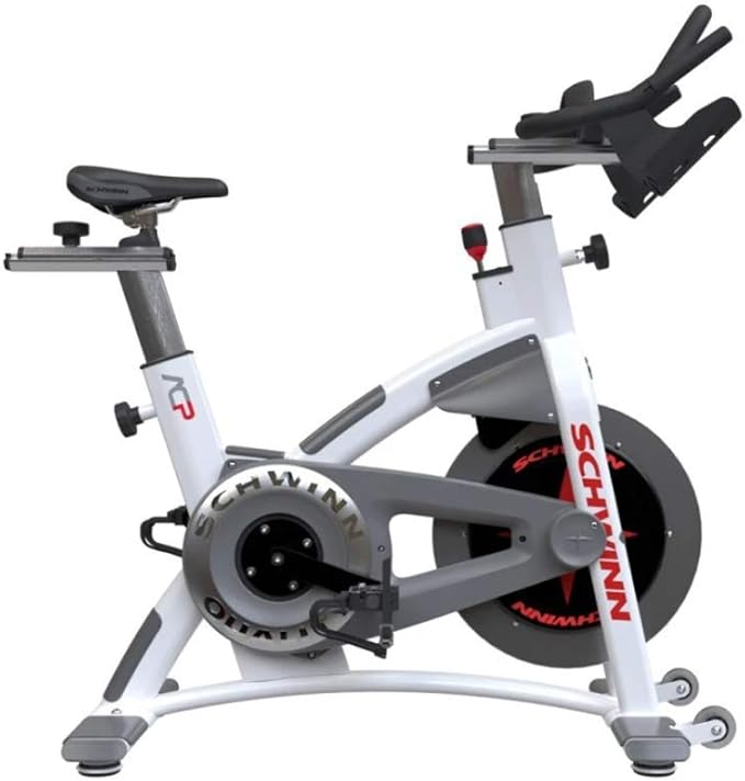 Schwinn AC Performance Plus Indoor Bike with Carbon Blue Belt Drive and Morse Taper - White