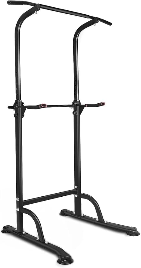 Prime Sport Power Tower Workout Dip Station Pull Up Bar, Height Adjustable Multi-Function Dip Stand for Home Gym Strength Training Fitness Equipment