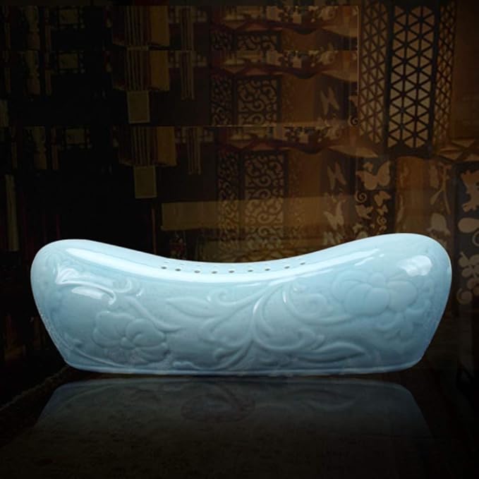 Ceramic Pillow Cool Pillow, Ceramic Pillow, Health Pillow, Antique Cervical Vertebra Porcelain Pillow, Used for Side Sleeping Pillow, Comfortable U-Shaped Pillow (Shadow Celadon Pillow)