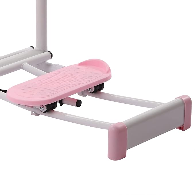 Leg Machine Slim Body, Pelvic Floor Muscle Fitness Equipment with Yoga Tension Band, Weight Loss Thin Legs Kegel Exercises, Ski Practice, Hip Trainer with Adjustable Rods, Pink