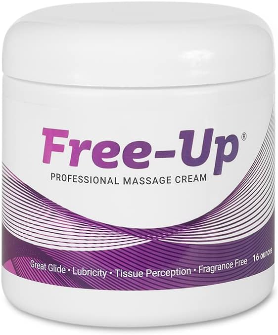 Free-Up Professional Massage Cream, Fragrance-Free, Great Glide, Lubricity, Tissue Perception, Perfect for Physical Therapy, Massage Versatile, Non-Greasy, 16 Oz Jar