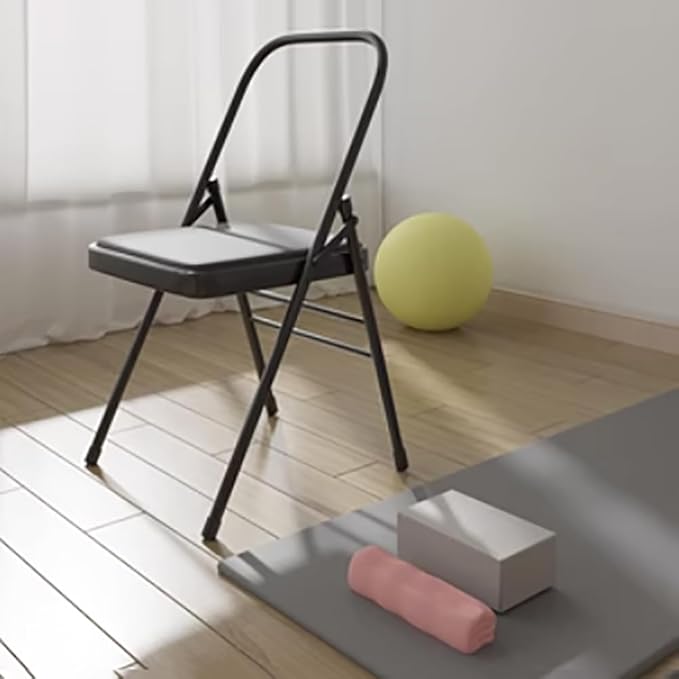 Yoga Chair,Backless Yoga Chair Prop,Pilates Chair,Strength Training Inversion Equipment,Yoga Chair Iyengar,Foldable and Portable Folding Stools for Yoga,Black