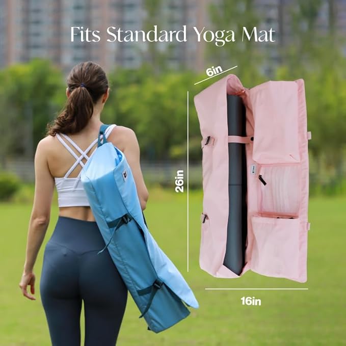 Tumaz Yoga Mat Bag | Padded Adjustable Shoulder Strap | Fits Up to 26" Mats | Multi-Pocket Storage for Essentials | Heavy-Duty G-Hook Closure | Lightweight & Durable for Yoga, Pilates & Fitness