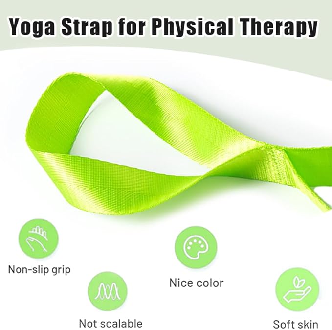 Oak-Sports Stretching Strap Yoga Strap for Physical Therapy with 10 Loops, Yoga Straps for Stretching, Upgraded Non-Elastic Stretch Band for Pilates, Dance and Gymnastics with Workout Guide