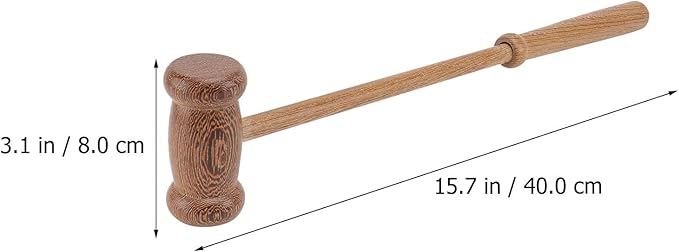 Back Massager Handheld Wooden Massage Hammer for Body Pain Relief Neck Shoulder Leg Feet Relaxation 15.74 Inch Long Handle Tool