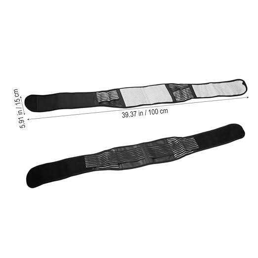 2pcs Portable Adjustable Magnetic Therapy Waist Support Belt for Lower Back Self-heating Design Double Pull Strap Black for Rehabilitation and Daily Use