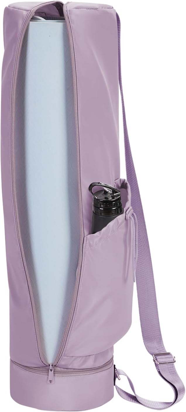 sportsnew Yoga Mat Bag, Full Zip Cargo Yoga Mat Carrier Bag with Drawstring Water Bottle Pocket and Bottom Wet Pocket, Exercise Yoga Mat Carrier Holder Multi-Functional Storage Bag Patent Pending