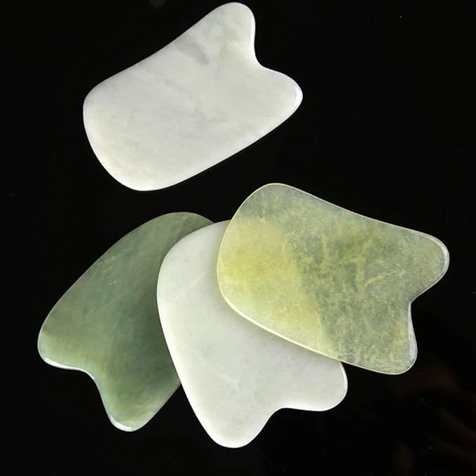 Jade Gua Sha Scraping Massage Tool, Premium Nepherite Jade Stone, Hand Made Great Guasha Tool for ASTYM,Myofascial Release | Helps Reduce Muscles Soreness, Pain Relief | Smooth Thin Edge