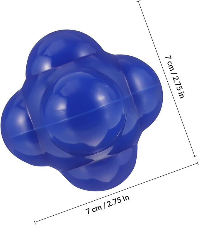 Hexagonal Agile Training Ball 68mm Large Blue Silicone Reaction Ball for Fitness Agility Speed Training Indoor Sports and Goalkeeper Equipment