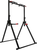 Foldable Pull Up Bar Stand, 440Lbs Free Standing Power Tower with Adjustable Height & Stable Triangular Structure Pull Up Dip Station Gym Strength Training Equipment for Living Room Bedroom Gym Etc