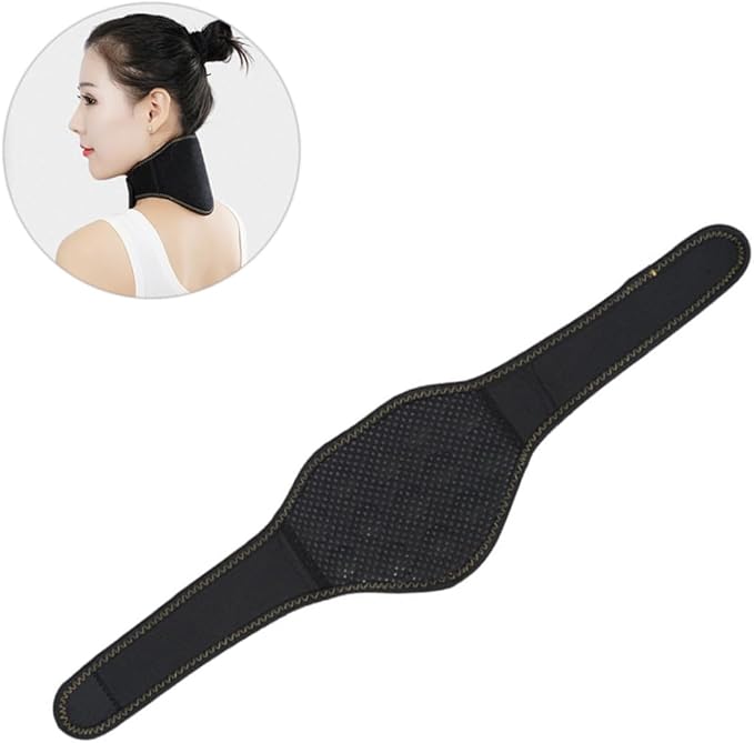 FRCOLOR Self Heating Neck Massager Band Magnetic Therapy Neck Guard for Relief Relaxation Portable Lightweight for Home Outdoor Use Black