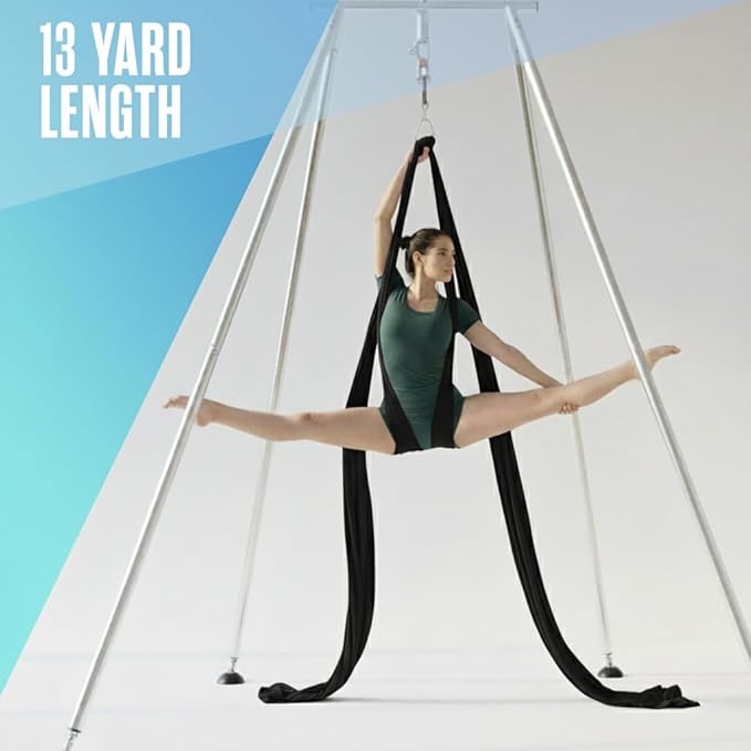 Houseables Aerial Silks, Yoga Swing, Aerial Yoga Hammock, Ariel Silk, Gymnastics Swing, Acrobatics Equipment, For Home, Indoor, Outdoor, Arial Setup, Rig, Sling, Portable