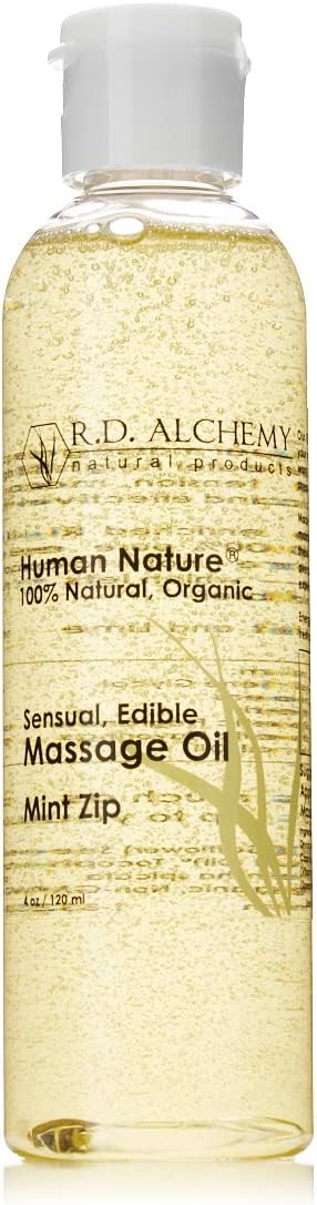 RD Alchemy - 100% Natural & Organic Edible Massage Oil - Minty Fresh Flavor: Mint Zip - Lightweight, Silky Smooth Massage Oil with Natural Oils for a Soft, Sensual Glide and Mild Taste!