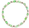Cats Eye Light Green and White Magnetic Hematite Stretch Wellness Anklet(Size Large - 10")
