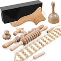 Wood Therapy Massage Tools Set – 7PCS Maderoterapia Kit with Wooden Guasha Board, Massage Roller, Mushroom Massager, Contouring Cup, Lymphatic Drainage Rope – Body Sculpting Manual Tools