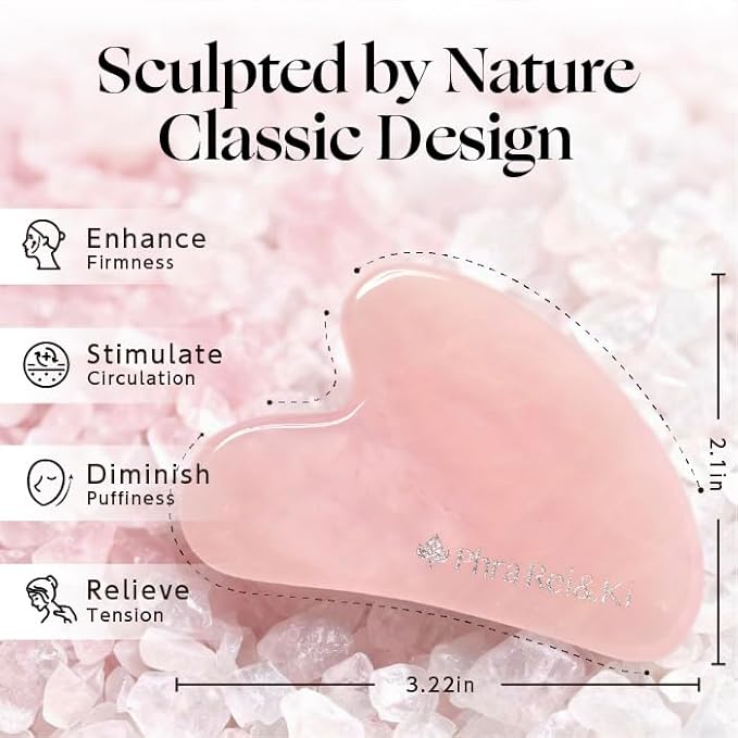 Phra Rei&Ki] Gua Sha Facial Tools, Customed Natural Jade Stone, Gua Sha Tool for Face, Manual Massage Tool for Jawline Sculpting, Puffiness Reducing and Face Lifting, Massager for Skin-Care