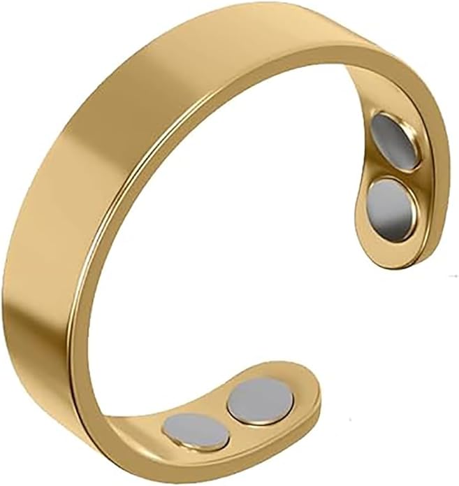 Stainless steel lymphatic magnetic therapy ring, adjustable fatigue relief sleep magnetic finger ring, open magnet unisex ring