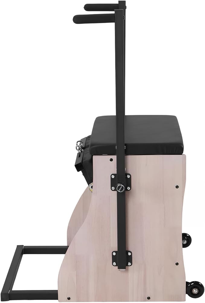 Oak Wood Pilates Chair Reformer Machine Balanced Body Chair with Adjustable Resistance Springs Split Pedal Handles for Home Studio Gym Use