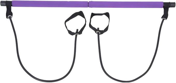 Pilates Bar Stick Multifunctional Portable Yoga Resistance Band Fitness Equipment for Home Exercise Purple