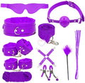 Fashion 10 Piece Leather Pilates Indoor Training Set, New Eye Mask for Fun Wrist and Hip Exercises Cosplay Accessories [Purple], Couple Gift