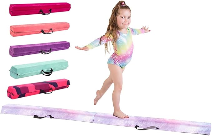 Artistic Gymnastics Beam for Home - 210/240/270/300 - Amazing Balance Equipment for Kids at Home - Faux Suede, High Density EVA Foam - Carrying Straps