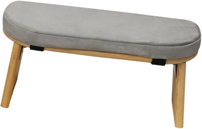 Meditation Bench Prayer Bench Removable Ergonomic Foldable Bamboo Kneeling Stool Stool for Office Bedroom Tea Ceremony(Light Grey)