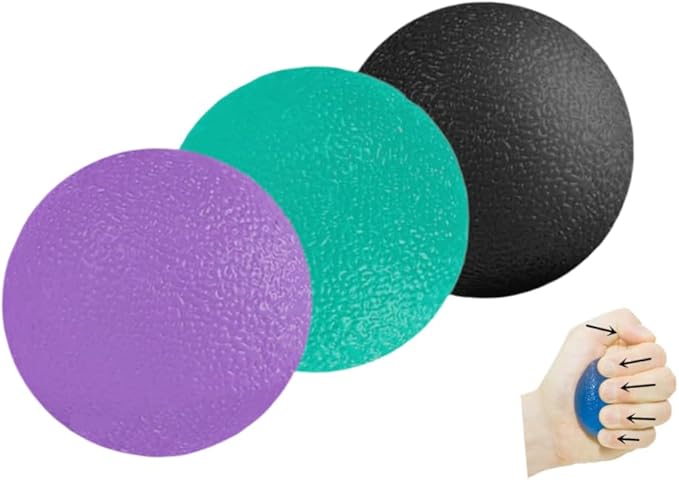 3 Resistance Levels Stress Balls for Adults, Squeeze Balls for Physical Therapy, Hand Grip Strength Trainer, Hand Strengthening Devices, Hand Exercise Balls, Wrist Forearm Finger Exerciser