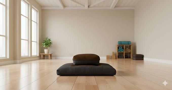 D&D Futon Furniture Zabuton Zafu Set, Yoga, Meditation Seat Cushions, Kneeling, Sitting, Supporting Exercise Pratice Zabuton & Zafu Cushions. (Brown)