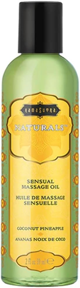KAMA SUTRA Naturals Massage Oil - Luxurious Natural Scented Oil for Relaxing and Sensual Massages - 2 fl oz/59 ml (Coconut Pineapple)