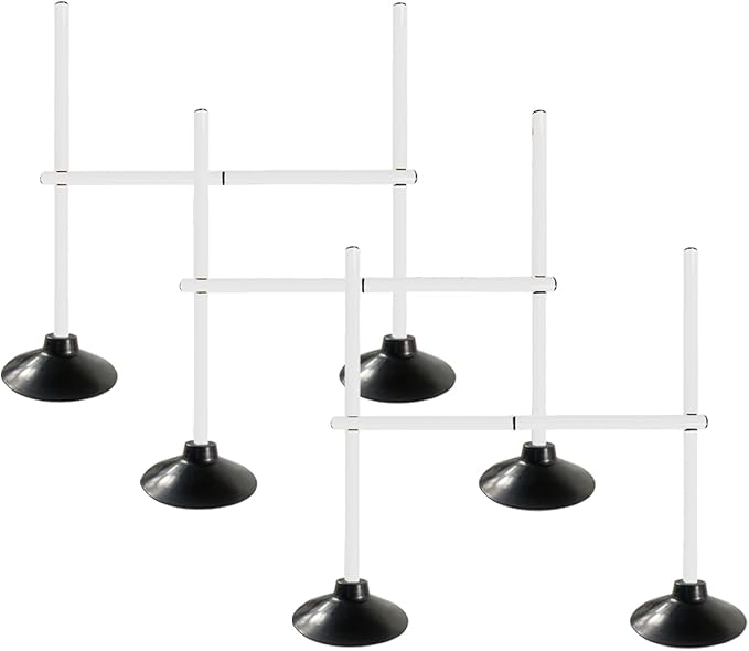 TNZMART 4.9 FT and 3.3 FT White Agility Poles Adjustable Hurdles for Soccer Football Speed Training Equipment Track and Field